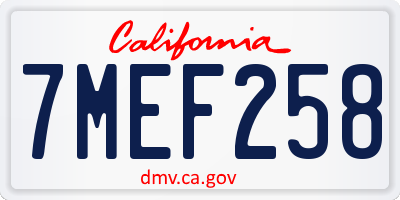 CA license plate 7MEF258