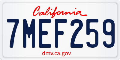 CA license plate 7MEF259