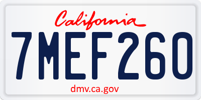 CA license plate 7MEF260
