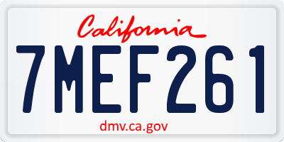 CA license plate 7MEF261