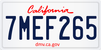 CA license plate 7MEF265