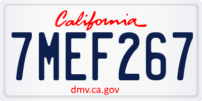 CA license plate 7MEF267