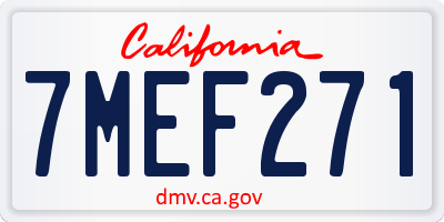 CA license plate 7MEF271