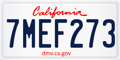 CA license plate 7MEF273