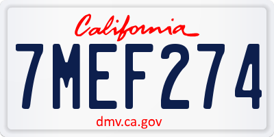 CA license plate 7MEF274