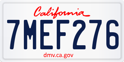 CA license plate 7MEF276
