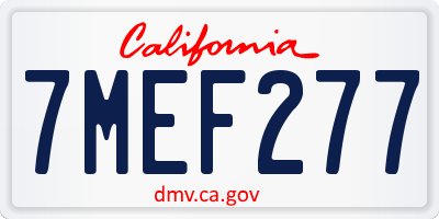 CA license plate 7MEF277