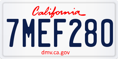 CA license plate 7MEF280