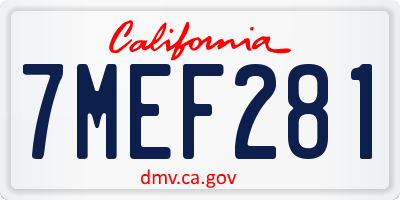 CA license plate 7MEF281