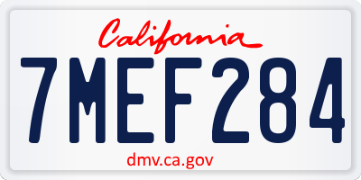 CA license plate 7MEF284
