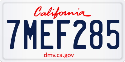 CA license plate 7MEF285