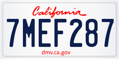 CA license plate 7MEF287