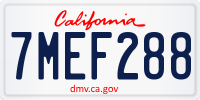 CA license plate 7MEF288