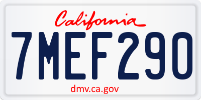 CA license plate 7MEF290