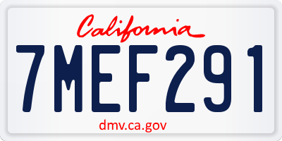CA license plate 7MEF291