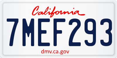 CA license plate 7MEF293