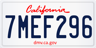 CA license plate 7MEF296
