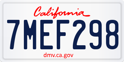 CA license plate 7MEF298