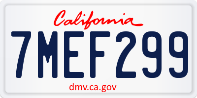 CA license plate 7MEF299