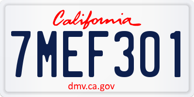 CA license plate 7MEF301