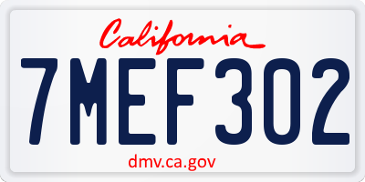 CA license plate 7MEF302