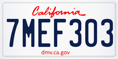 CA license plate 7MEF303