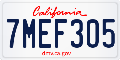 CA license plate 7MEF305