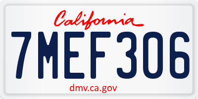 CA license plate 7MEF306