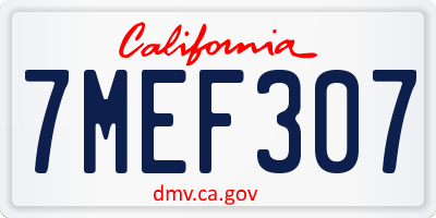 CA license plate 7MEF307