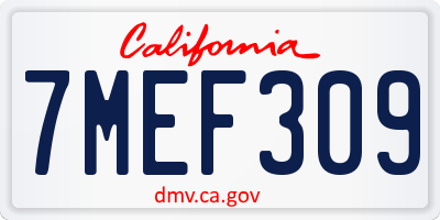 CA license plate 7MEF309