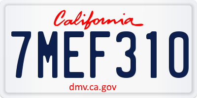 CA license plate 7MEF310