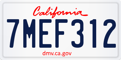 CA license plate 7MEF312