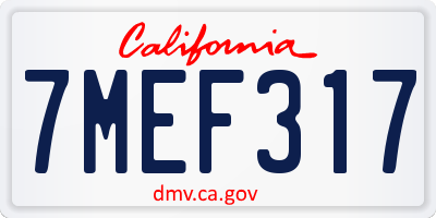 CA license plate 7MEF317