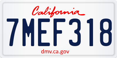 CA license plate 7MEF318