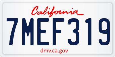 CA license plate 7MEF319