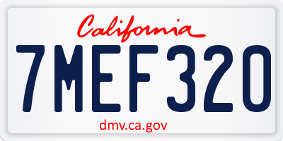 CA license plate 7MEF320