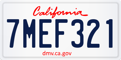 CA license plate 7MEF321