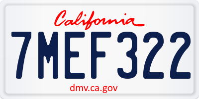 CA license plate 7MEF322