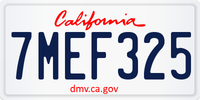 CA license plate 7MEF325