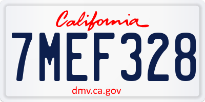 CA license plate 7MEF328