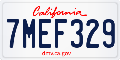 CA license plate 7MEF329