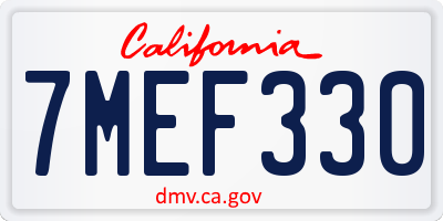 CA license plate 7MEF330