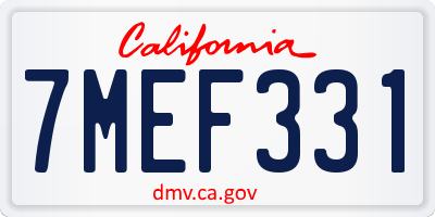 CA license plate 7MEF331