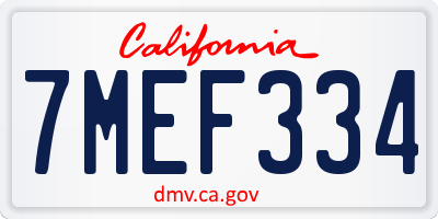 CA license plate 7MEF334