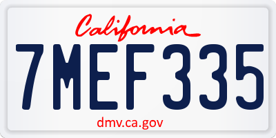 CA license plate 7MEF335
