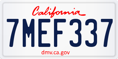 CA license plate 7MEF337