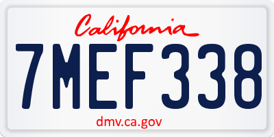 CA license plate 7MEF338
