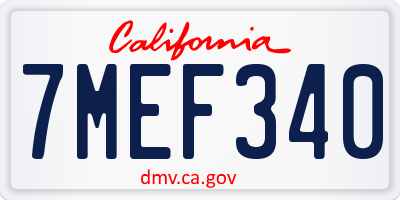 CA license plate 7MEF340