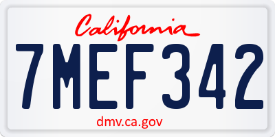 CA license plate 7MEF342