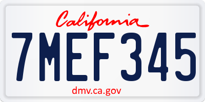 CA license plate 7MEF345